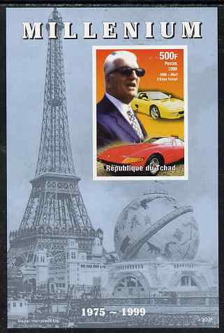 Chad 1999 Millennium - Enzo Ferrari imperf m/sheet unmounted mint. Note this item is privately produced and is offered purely on its thematic appeal. ., stamps on , stamps on  stamps on personalities, stamps on  stamps on cars, stamps on  stamps on ferrari, stamps on  stamps on millennium, stamps on  stamps on eiffel tower