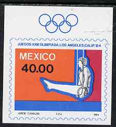 Mexico 1984 Los Angelos Olympic Games imperf m/sheet (Rings) unmounted mint SG MS 1714, stamps on , stamps on  stamps on olympics, stamps on  stamps on rings, stamps on  stamps on gymnastics