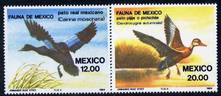 Mexico 1984 Fauna (6th series) set of 2 unmounted mint SG 1703-04, stamps on birds, stamps on ducks