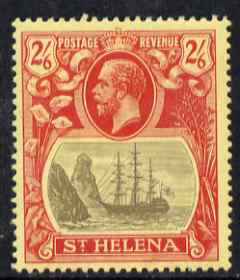 St Helena 1922-37 KG5 Badge MCA 2s6d single with variety 'Bottom vignette frame line broken twice' (stamp 24) mtd mint SG 94var, stamps on , stamps on  stamps on , stamps on  stamps on  kg5 , stamps on  stamps on  ships