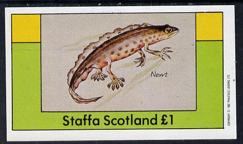 Staffa 1982 Animals (Newt) imperf souvenir sheet (£1 value) unmounted mint, stamps on animals     reptiles