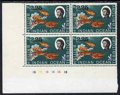 British Indian Ocean Territory 1968-70 Rock Cod 2r25 plate block of 4 unmounted mint SG 27 , stamps on fish, stamps on marine life