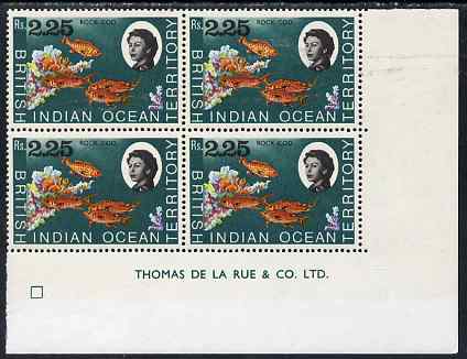 British Indian Ocean Territory 1968-70 Rock Cod 2r25 imprint corner block of 4 unmounted mint SG 27 , stamps on , stamps on  stamps on fish, stamps on  stamps on marine life