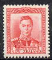 New Zealand 1938-44 KG6 1d scarlet unmounted mint, SG 605