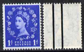 Great Britain 1958-61 Wilding Crowns graphite 1d (2 bands at left as seen from the back) unmounted mint SG588a, stamps on , stamps on  stamps on wildings