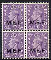 British Occupations of Italian Colonies - MEF 1943-47 KG6 3d pale violet block of 4 unmounted mint SG M14, stamps on , stamps on  stamps on , stamps on  stamps on  kg6 , stamps on  stamps on 