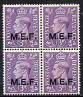 British Occupations of Italian Colonies - MEF 1943-47 KG6 3d pale violet block of 4 unmounted mint SG M14, stamps on , stamps on  stamps on , stamps on  stamps on  kg6 , stamps on  stamps on 