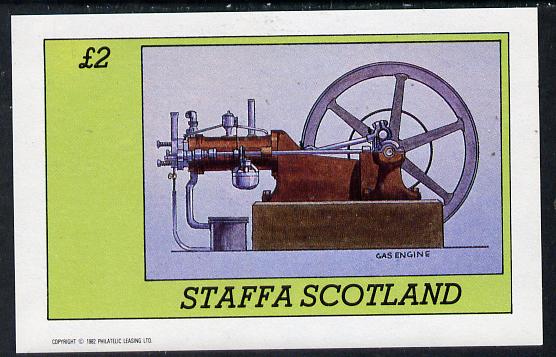Staffa 1982 Inventions (Gas Engine) imperf deluxe sheet (£2 value) unmounted mint, stamps on science, stamps on inventions