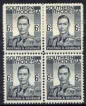 Southern Rhodesia 1937 KG6 def 6d grey-black block of 4 unmounted mint, SG44, stamps on , stamps on  stamps on , stamps on  stamps on  kg6 , stamps on  stamps on 