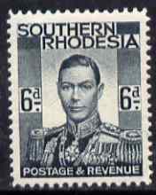 Southern Rhodesia 1937 KG6 def 6d grey-black unmounted mint, SG44, stamps on , stamps on  kg6 , stamps on 