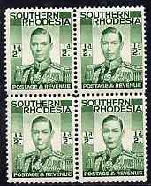 Southern Rhodesia 1937 KG6 def 1/2d green block of 4 unmounted mint, SG40, stamps on , stamps on  kg6 , stamps on 
