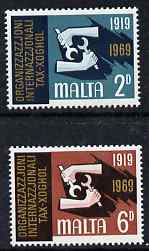 Malta 1969 International Labour Organisation set of 2 unmounted mint, SG 416-7, stamps on , stamps on  ilo , stamps on 