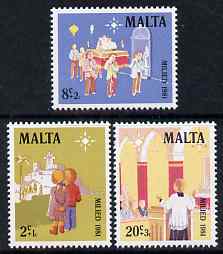 Malta 1981 Christmas set of 3 unmounted mint, SG 683-5, stamps on christmas