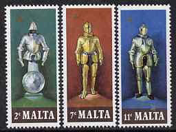 Malta 1977 Suits of Armour set of 3 unmounted mint, SG 572-4, stamps on militaria