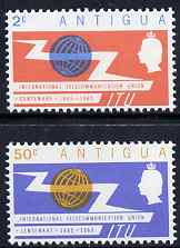 Antigua 1965 ITU Centenary perf set of 2 unmounted mint SG 166-7, stamps on , stamps on  itu , stamps on communications