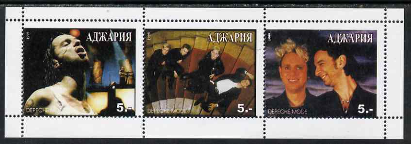 Adjaria 2000 Depeche Mode perf sheetlet containing 3 values unmounted mint, stamps on personalities, stamps on music, stamps on pops, stamps on rock