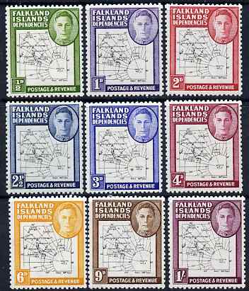 Falkland Islands Dependencies 1946-49 KG6 Thin Maps complete set of 9 mounted mint SG G9-16 , stamps on , stamps on  stamps on , stamps on  stamps on  kg6 , stamps on  stamps on maps