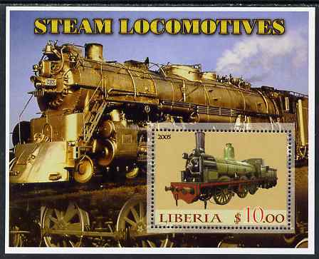 Liberia 2005 Steam Locomotives #01 perf m/sheet unmounted mint, stamps on railways
