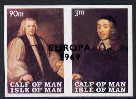 Calf of Man 1969 Europa overprinted on Paintings from Manx Museum #3 imperf set of 2 with superb set-off on gummed  sifde unmounted mint (Rosen CA149a-50a), stamps on , stamps on  stamps on europa, stamps on  stamps on arts