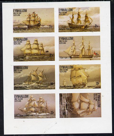 Eynhallow 1977 Tall Ships (Gun Frigate, Great Harry etc) imperf  set of 8 values unmounted mint, stamps on , stamps on  stamps on ships