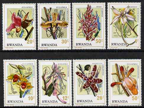 Rwanda 1976 Orchids perf set of 8 unmounted mint, SG 784-91, stamps on flowers, stamps on orchids