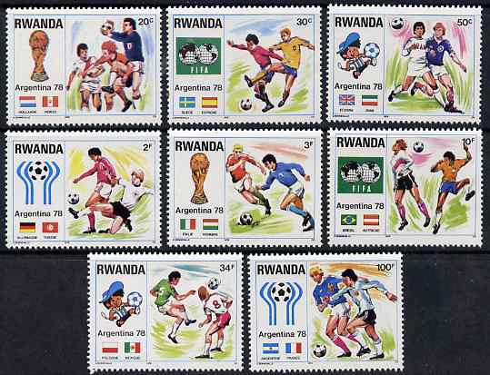 Rwanda 1978 Football World Cup perf set of 8 unmounted mint, SG 881-8, stamps on football