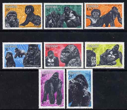 Rwanda 1983 Mountain Gorillas perf set of 8 unmounted mint, SG 1169-76, stamps on animals, stamps on apes, stamps on gorillas
