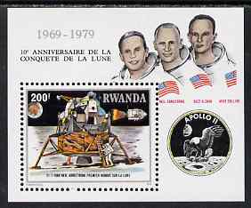 Rwanda 1980 Tenth Anniversary of Apollo 11 Moon Landing perf m/sheet unmounted mint, SG MS970, stamps on space, stamps on apollo, stamps on 