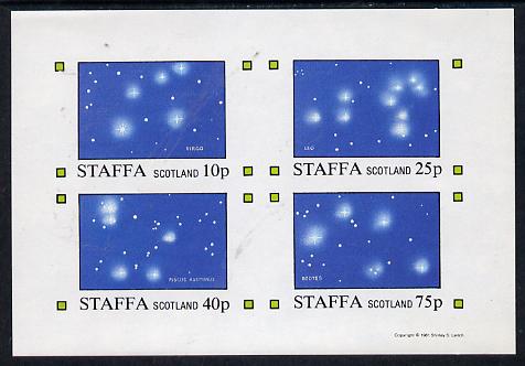 Staffa 1981 Constellations (Virgo, Leo, Pisces & Bootes) imperf  set of 4 values (10p to 75p) unmounted mint, stamps on , stamps on  stamps on space, stamps on  stamps on , stamps on  stamps on zodiacs