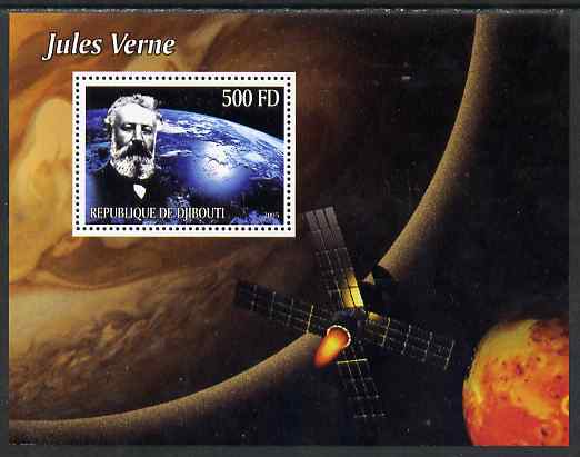 Djibouti 2005 Jules Verne #3 perf m/sheet unmounted mint, stamps on space, stamps on literature, stamps on books, stamps on sci-fi, stamps on science