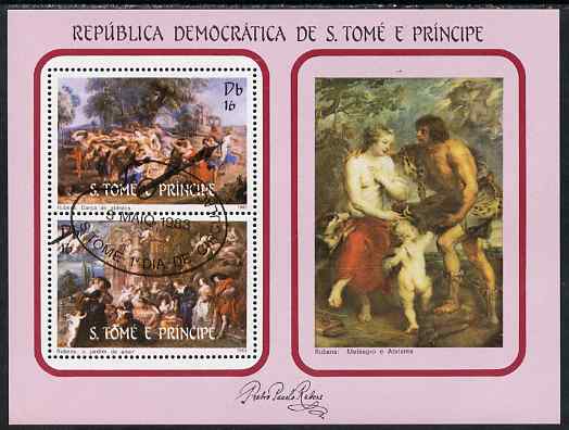 St Thomas & Prince Islands 1983 Paintings by Rubens perf sheetlet containing 2 values fine cto used, stamps on , stamps on  stamps on arts, stamps on  stamps on rubens