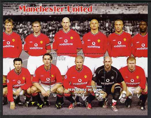 Benin 2003 Manchester United Football Club perf s/sheet unmounted mint. Note this item is privately produced and is offered purely on its thematic appeal, stamps on , stamps on  stamps on football