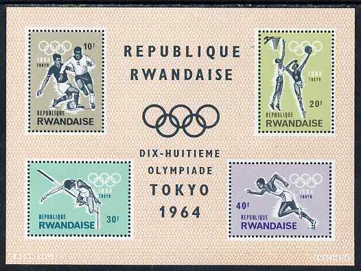 Rwanda 1964 Tokyo Olympic Games perf m/sheet unmounted mint, SG MS83a, stamps on , stamps on  stamps on olympics, stamps on  stamps on football, stamps on  stamps on running, stamps on  stamps on high jump, stamps on  stamps on basketball