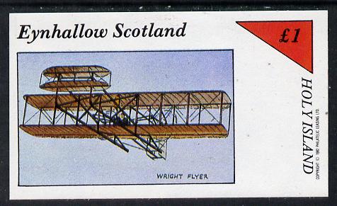 Eynhallow 1982 Early Aircraft  #1(Wright Flyer) imperf souvenir sheet (£1 value) unmounted mint, stamps on aviation