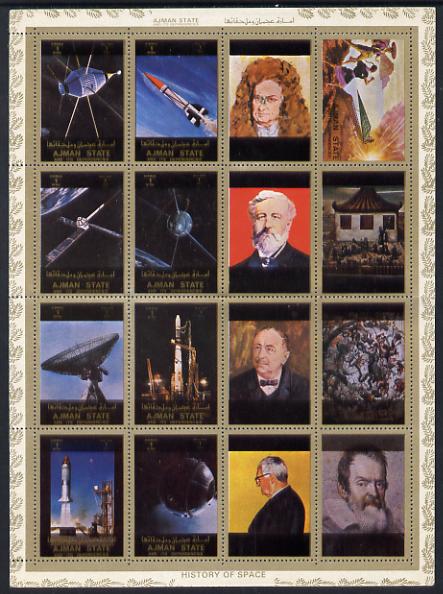 Ajman 1972 History of Space perf set of 8 (plus 8 labels) Mi 2781-88A unmounted mint, stamps on space