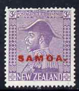 Samoa 1926-27 KG5 Admiral 3s pale mauve mounted mint SG170, stamps on 