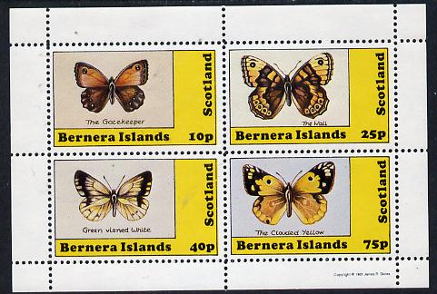 Bernera 1981 Butterflies (Gatekeeper, Clouded Yellow etc) perf  set of 4 values (10p to 75p) unmounted mint, stamps on butterflies