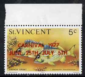 St Vincent 1977 Fish 5c with Carnival overprint in red, unmounted mint SG 531a, stamps on , stamps on  stamps on fish