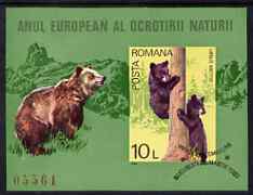 Rumania 1980 European Nature Protection Year imperf m/sheet fine used, Mi BL168 , stamps on animals, stamps on bears