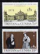 Tristan da Cunha 1974 Churchill Birth Centenary set of 2 unmounted mint, SG 193-4, stamps on churchill, stamps on personalities, stamps on 