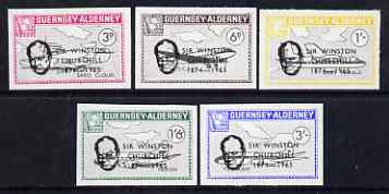 Guernsey - Alderney 1966 Churchill Commemoration opt on imperf set of 5 Aircraft unmounted mint, Rosen CSA 58-62, stamps on churchill, stamps on personalities, stamps on aviation
