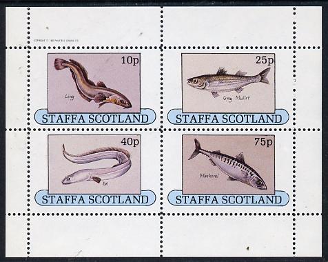 Staffa 1982 Fish #08 (Ling, Mullet, Eel & Mackerel) perf set of 4 values (10p to 75p) unmounted mint, stamps on fish     marine-life