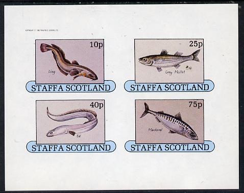 Staffa 1982 Fish #08 (Ling, Mullet, Eel & Mackerel) imperf  set of 4 values (10p to 75p) unmounted mint, stamps on fish     marine-life