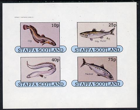 Staffa 1982 Fish #08 (Ling, Mullet, Eel & Mackerel) imperf  set of 4 values (10p to 75p) unmounted mint, stamps on , stamps on  stamps on fish     marine-life