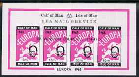 Calf of Man 1965 Churchill Memorial opt'd on Europa (single portrait on each stamp) imperf m/sheet unmounted mint (Rosen CA39LS), stamps on , stamps on  stamps on churchill, stamps on  stamps on personalities, stamps on  stamps on europa, stamps on  stamps on maps