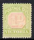Victoria 1905-09 Postage Due 1d with Crown over A wmk inverted, mounted mint, as SG D34a, stamps on 