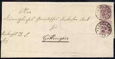Germany 1885 entire bearing pair 5pf (without E) well tied with Lenglern cds with Gottingen arrival marks on back, stamps on 