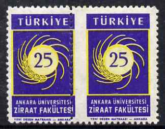 Turkey 1959 Agriculture horiz pair with misplaced perfs unmounted mint., stamps on agriculture, stamps on farming