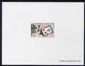 St Pierre & Miquelon 1967 Inauguration of Television Service Epreuve deluxe proof sheet in issued colours unmounted mint, SG 446, stamps on communications, stamps on  tv , stamps on 