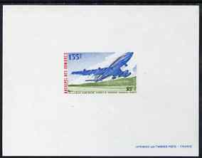 Comoro Islands 1975 Air Service 135f Epreuve deluxe proof sheet in issued colours, stamps on , stamps on  stamps on aviation